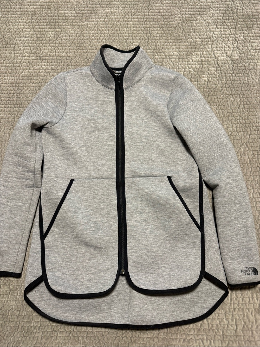 The North Face Light Gray Full-Zip Jacket with Black Trim